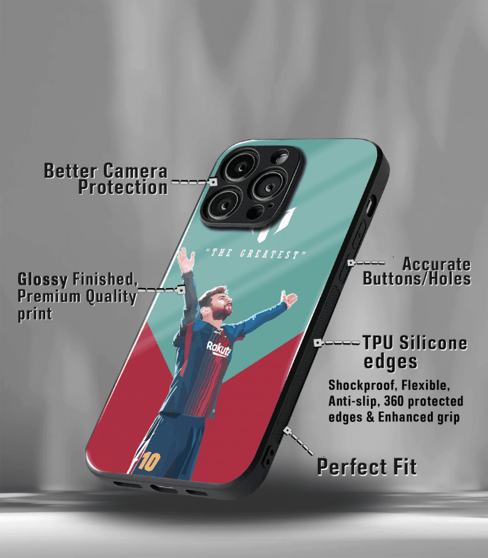 lionel messi goat edition premium glossy phone case.