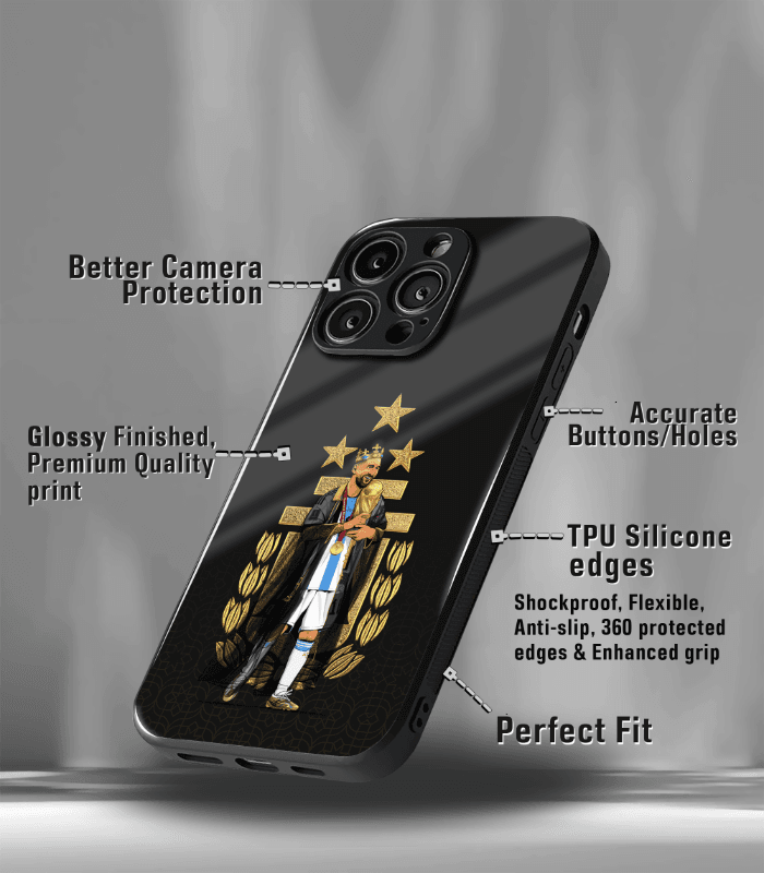 lionel messi goat edition premium glossy phone case.