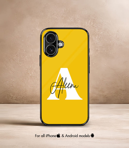 Name X Letter Yellow Customized NAME Printed Premium Glossy Phone Case