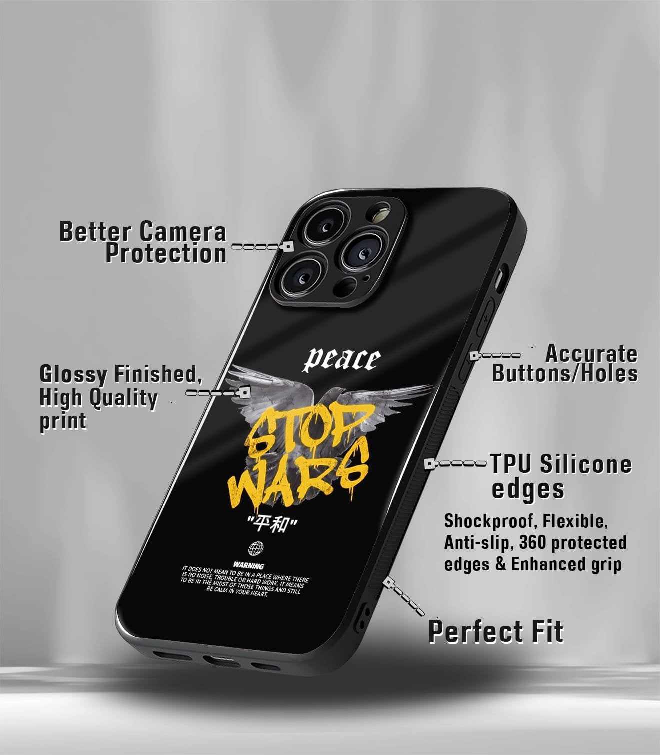 stop wars premium glossy phone case