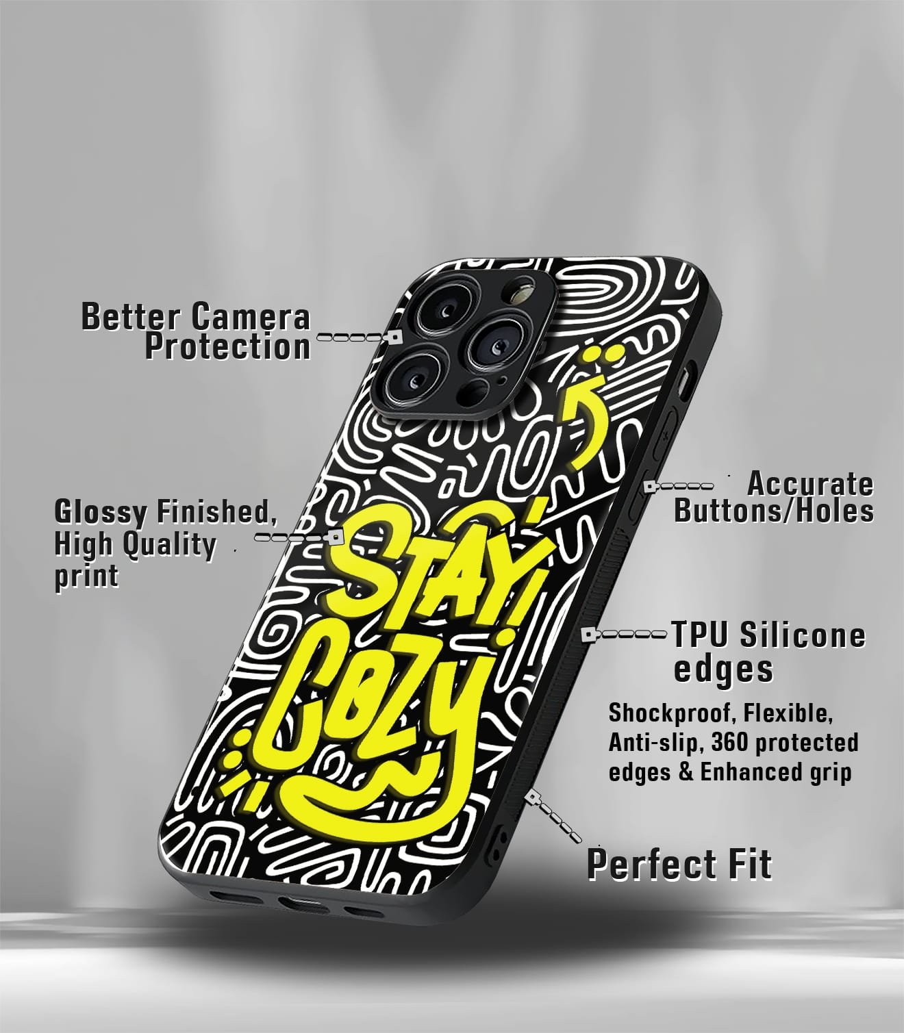 stay cozy premium glossy phone case
