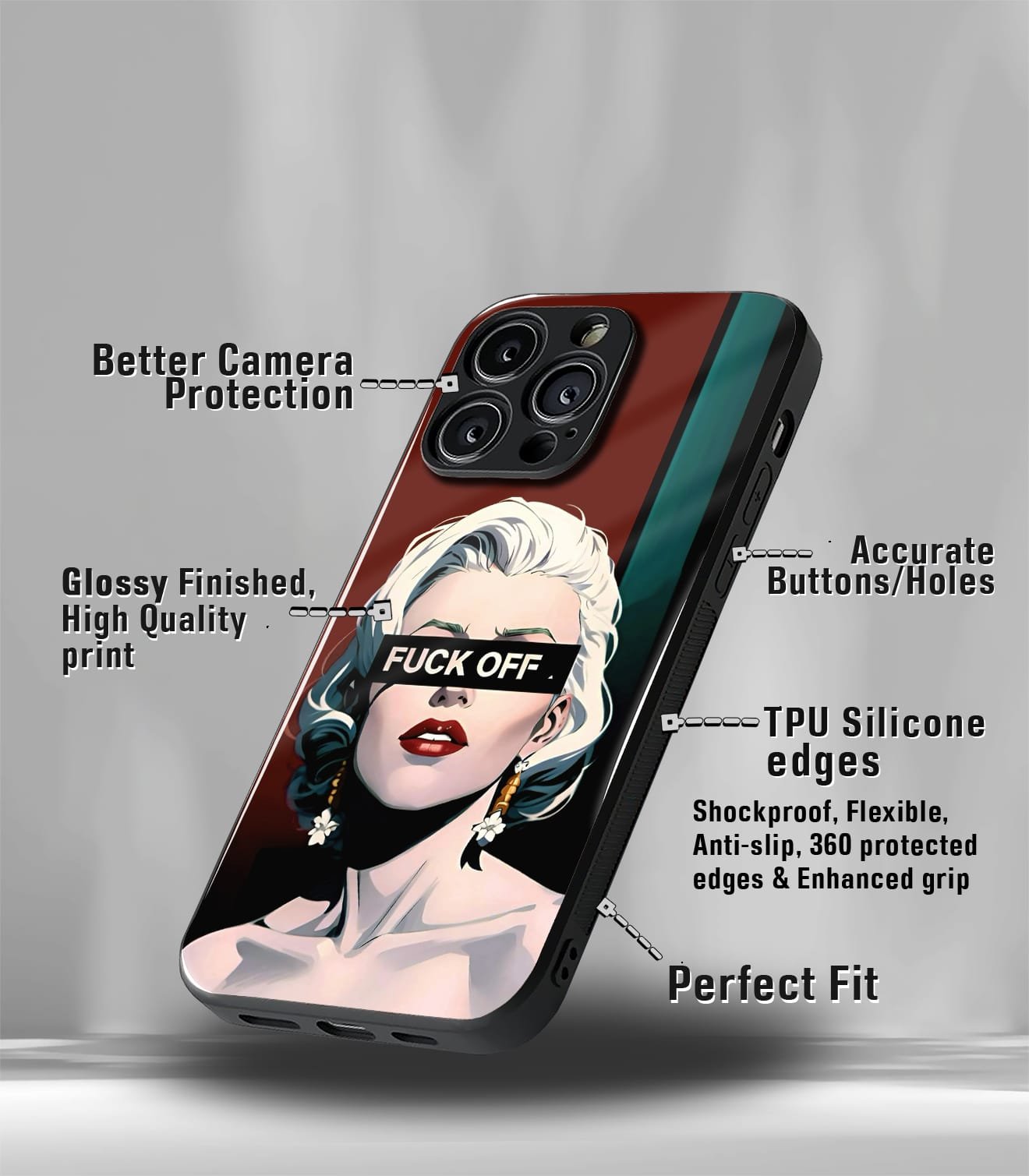 fuckoff ladyface psych trippy premium glossy case