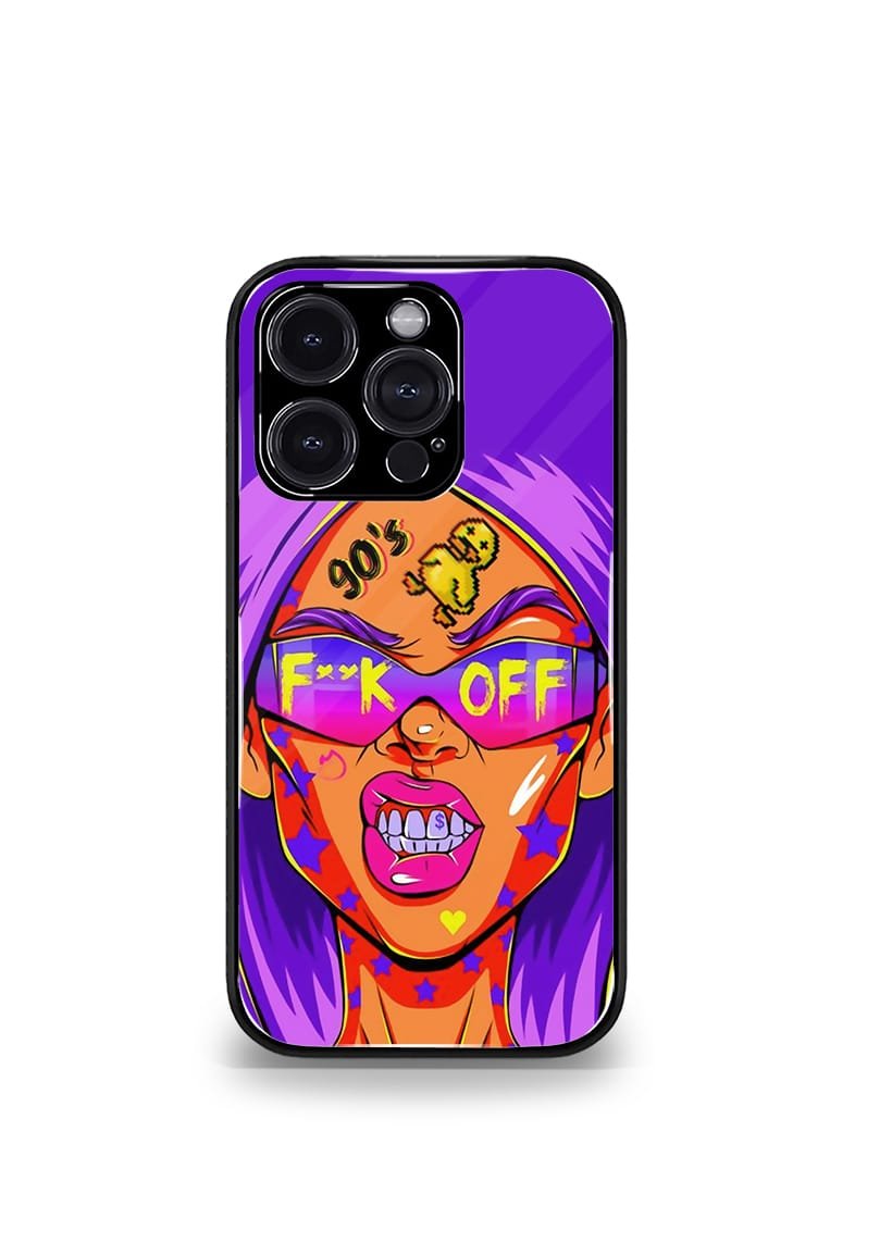 fuck off 90s psych trippy premium glossy case