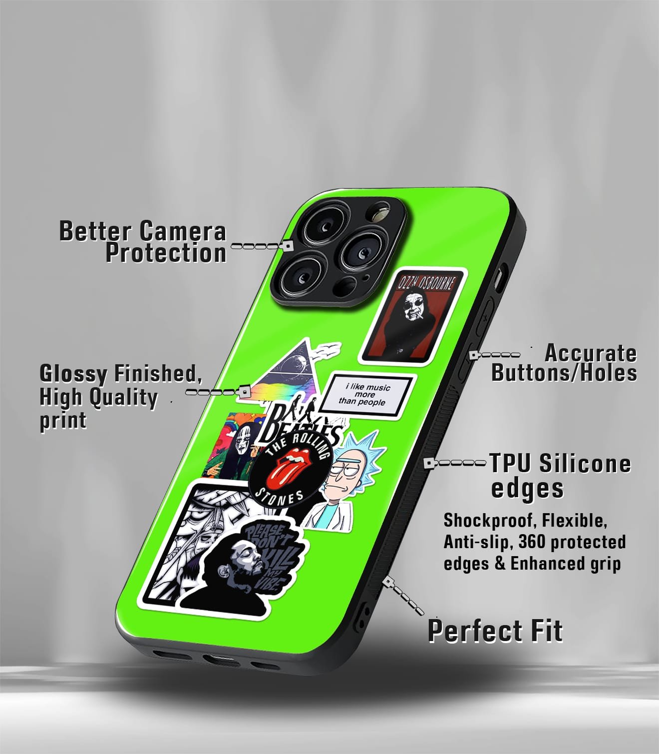 the rolling stones green psych trippy premium glossy case