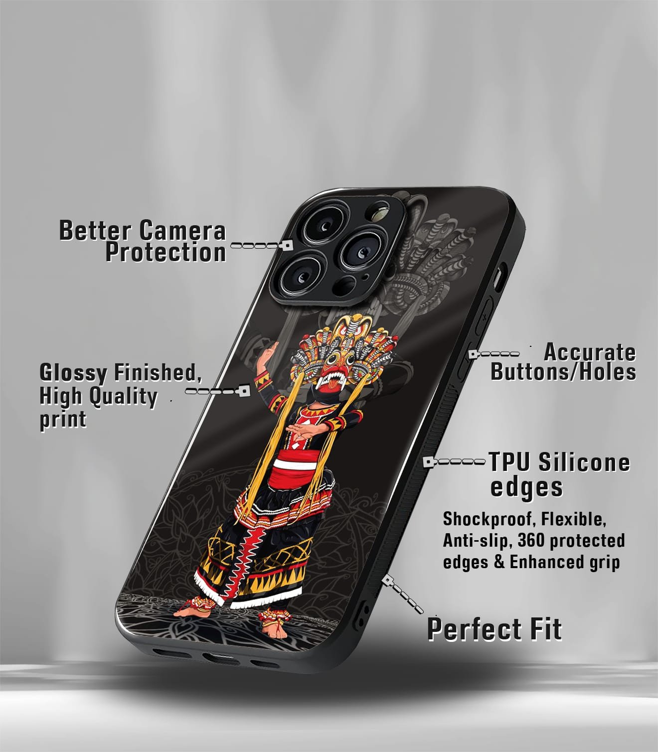 theyyam psych trippy premium glossy case