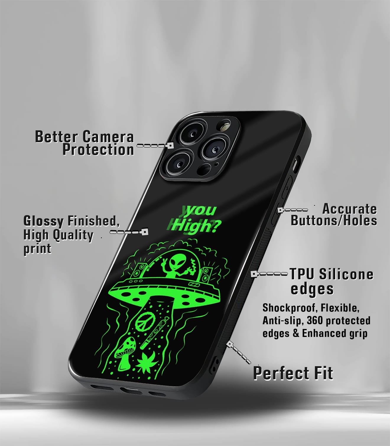 you high? psych trippy premium glossy case