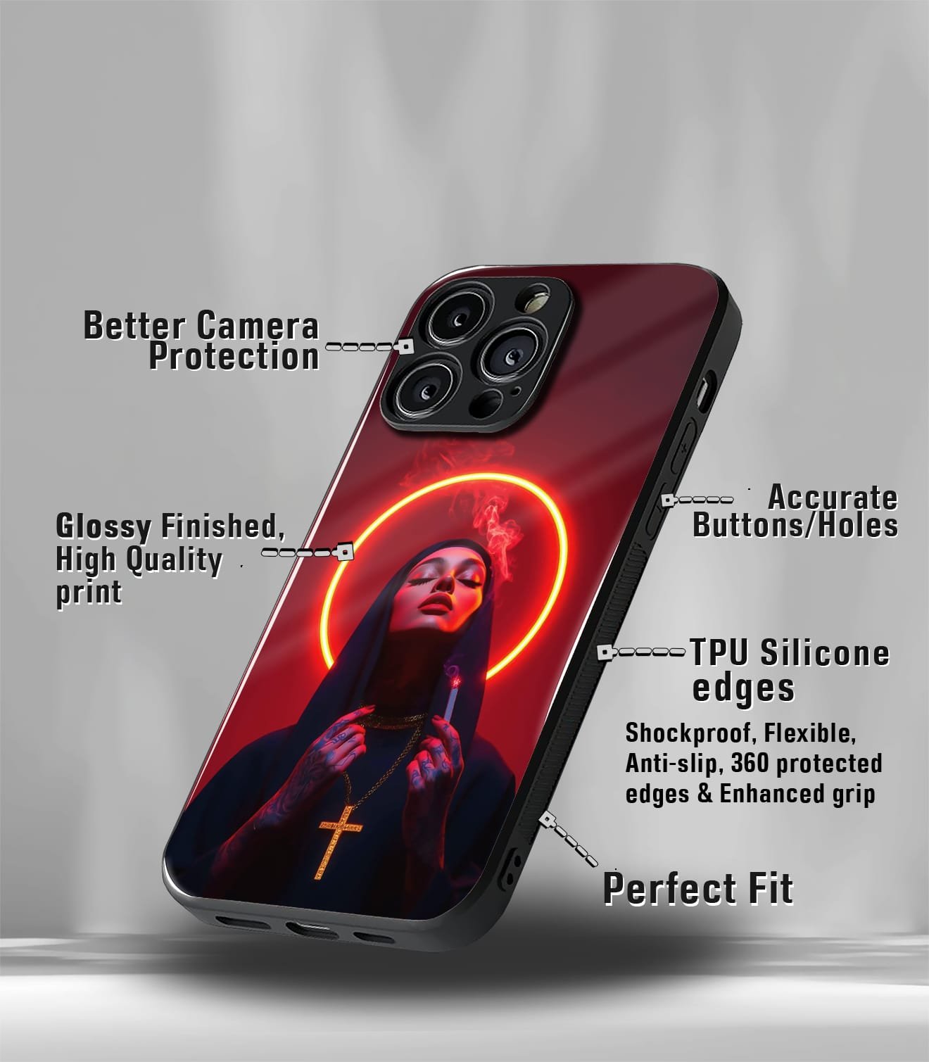 the trippy nun red premium glossy case