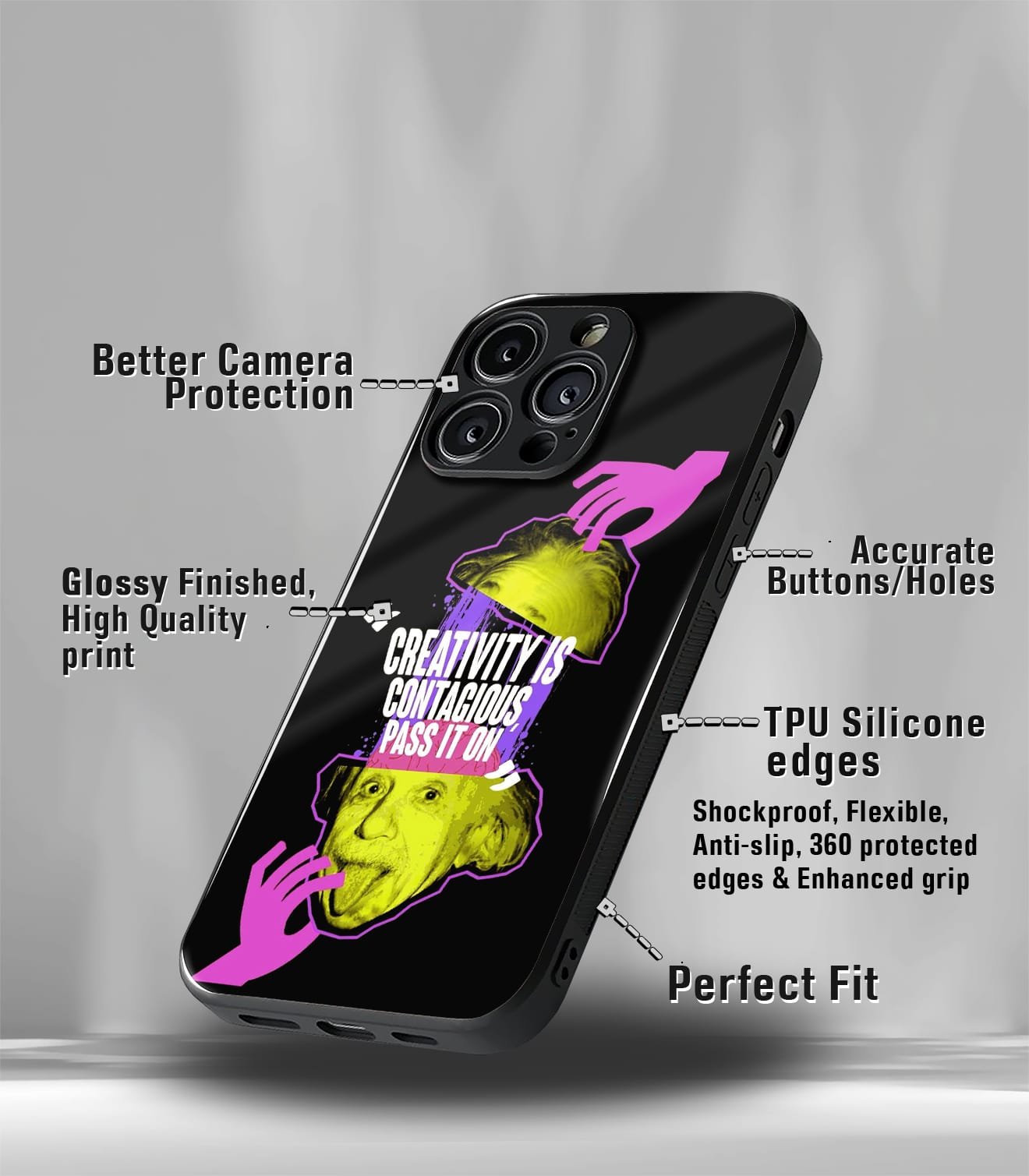 einstein psych trippy premium glossy case