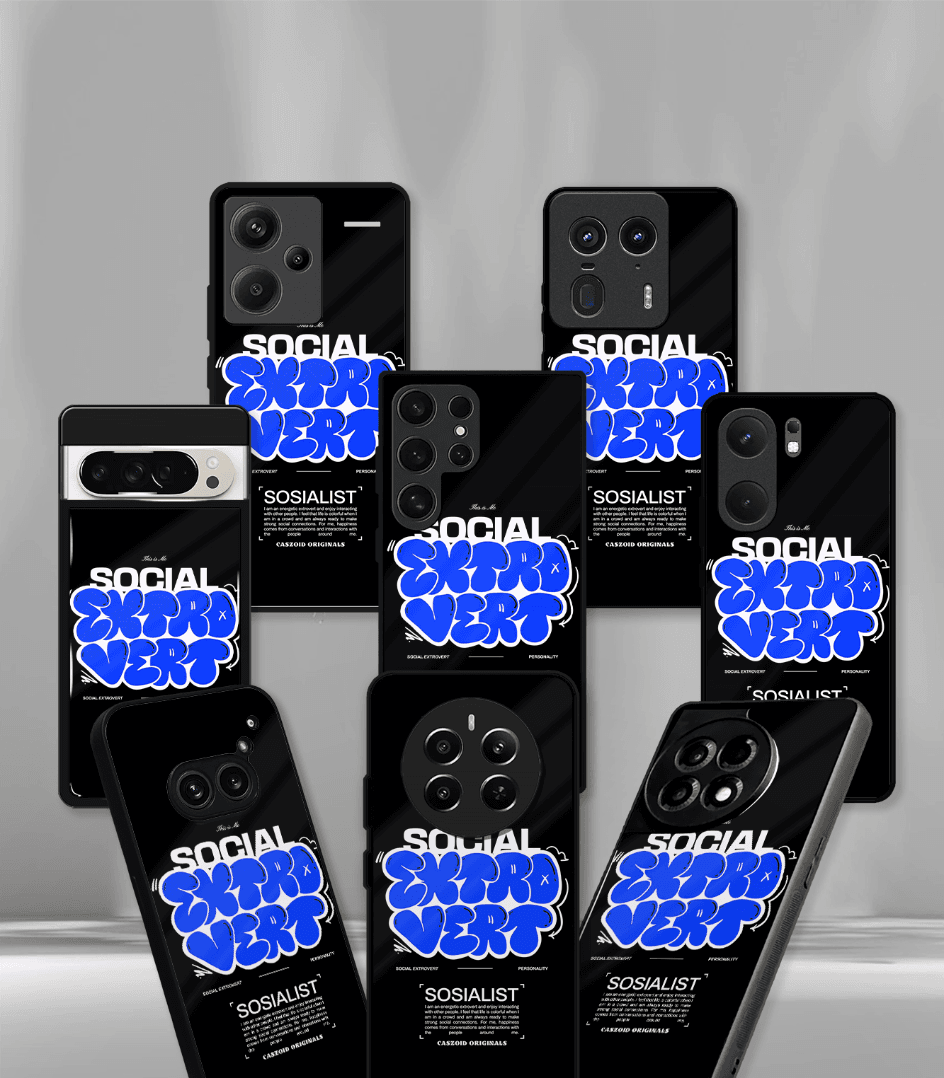 social extrovert black premium phone case