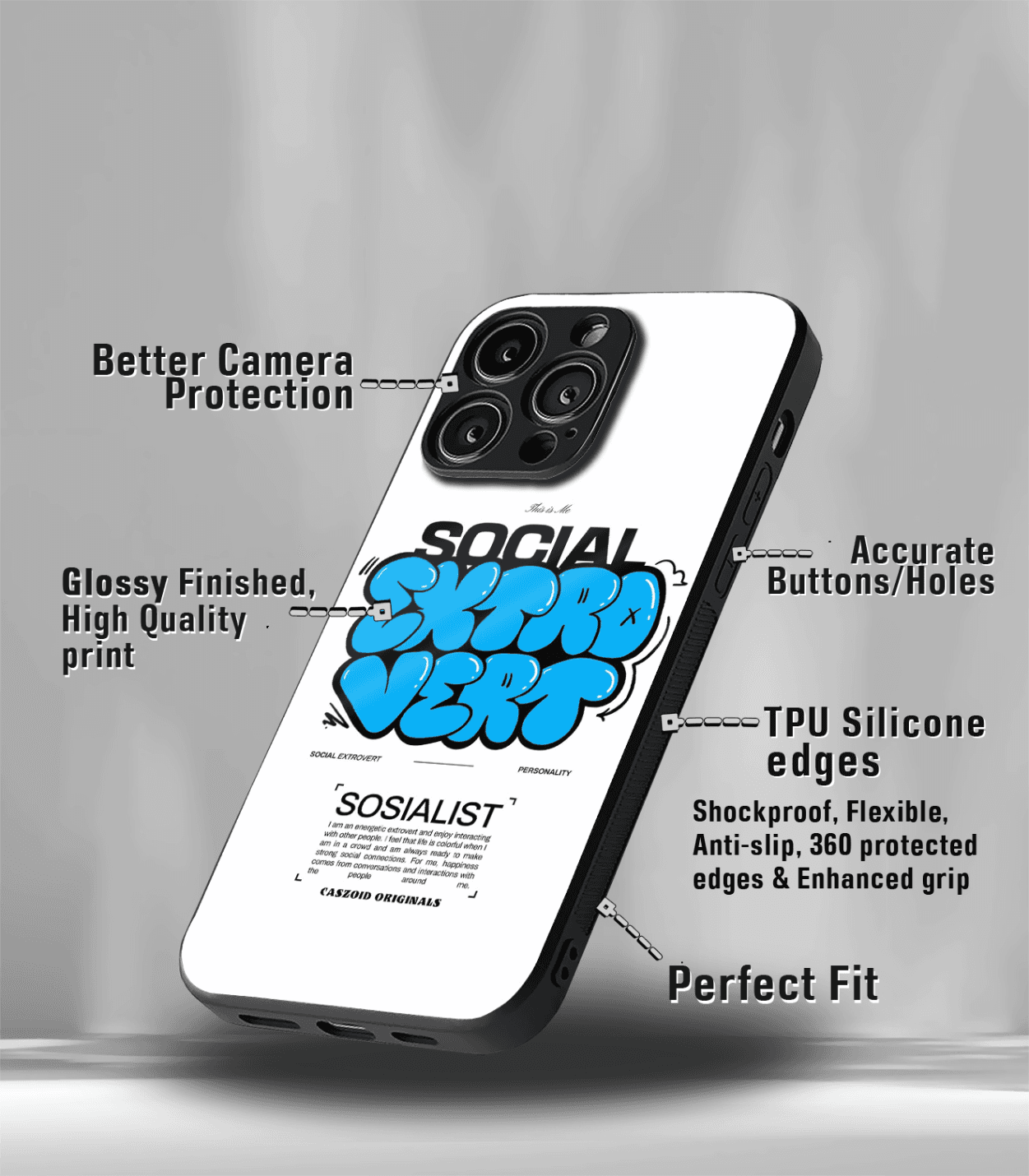 social extrovert white premium phone case