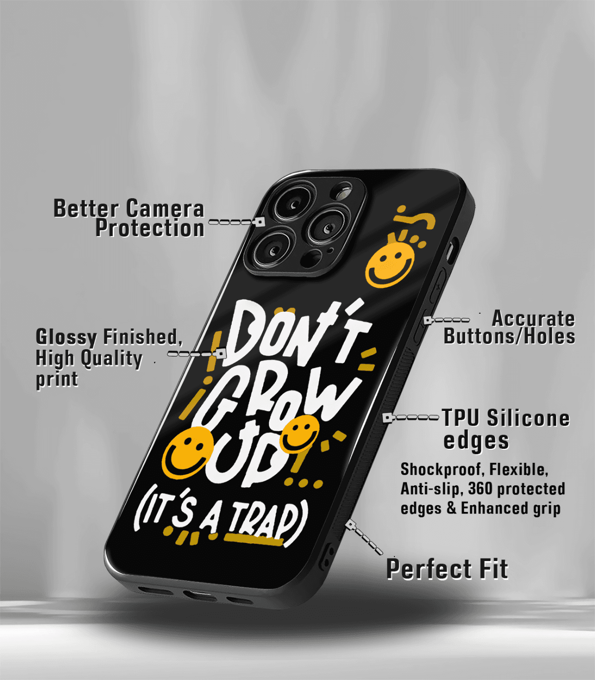 don't grow up it's a trap black premium phone case