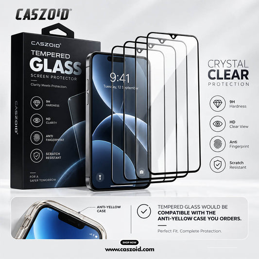Caszoid's 5 in 1 Combo Products Anti-Yellow Crystal Clear Case