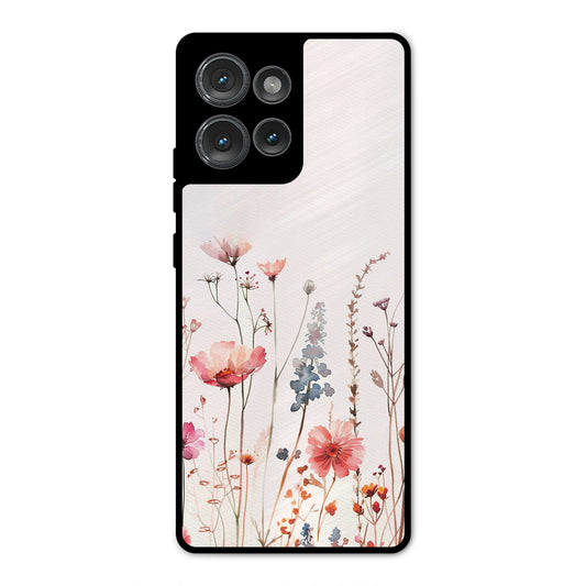 PINK PASTEL FLORAL PRINT AESTHETIC NEW METAL COVER FOR MOTOROLA EDGE 50