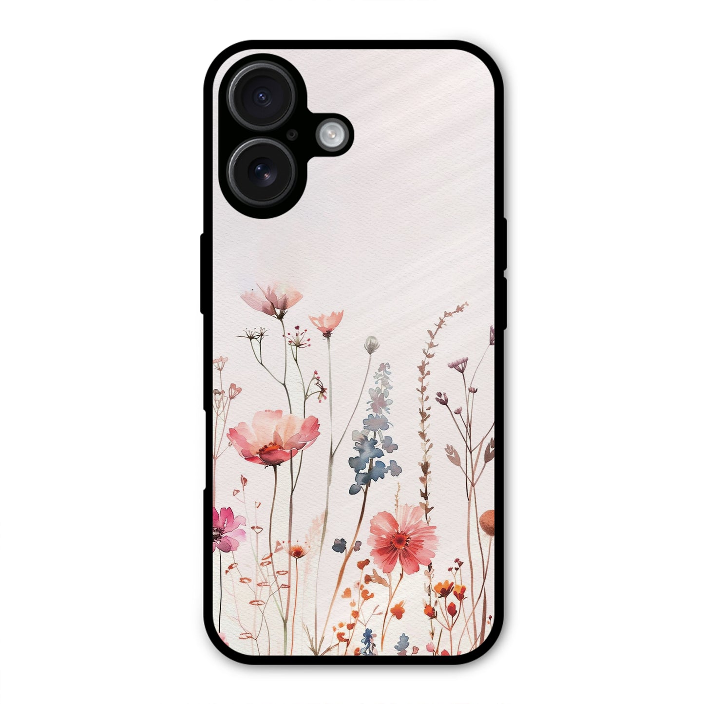 PINK PASTEL FLORAL PRINT AESTHETIC NEW METAL COVER FOR IPHONE 16