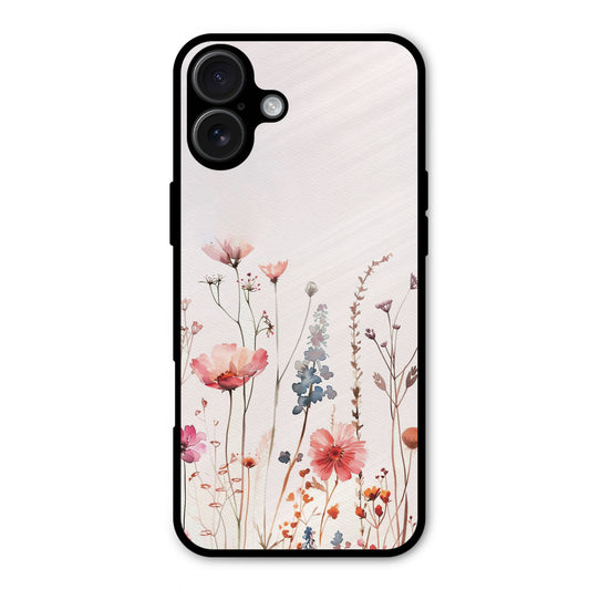 PINK PASTEL FLORAL PRINT AESTHETIC NEW METAL COVER FOR IPHONE 16 PLUS