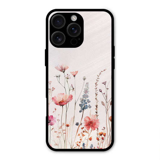 PINK PASTEL FLORAL PRINT AESTHETIC NEW METAL COVER FOR IPHONE 16 PRO MAX