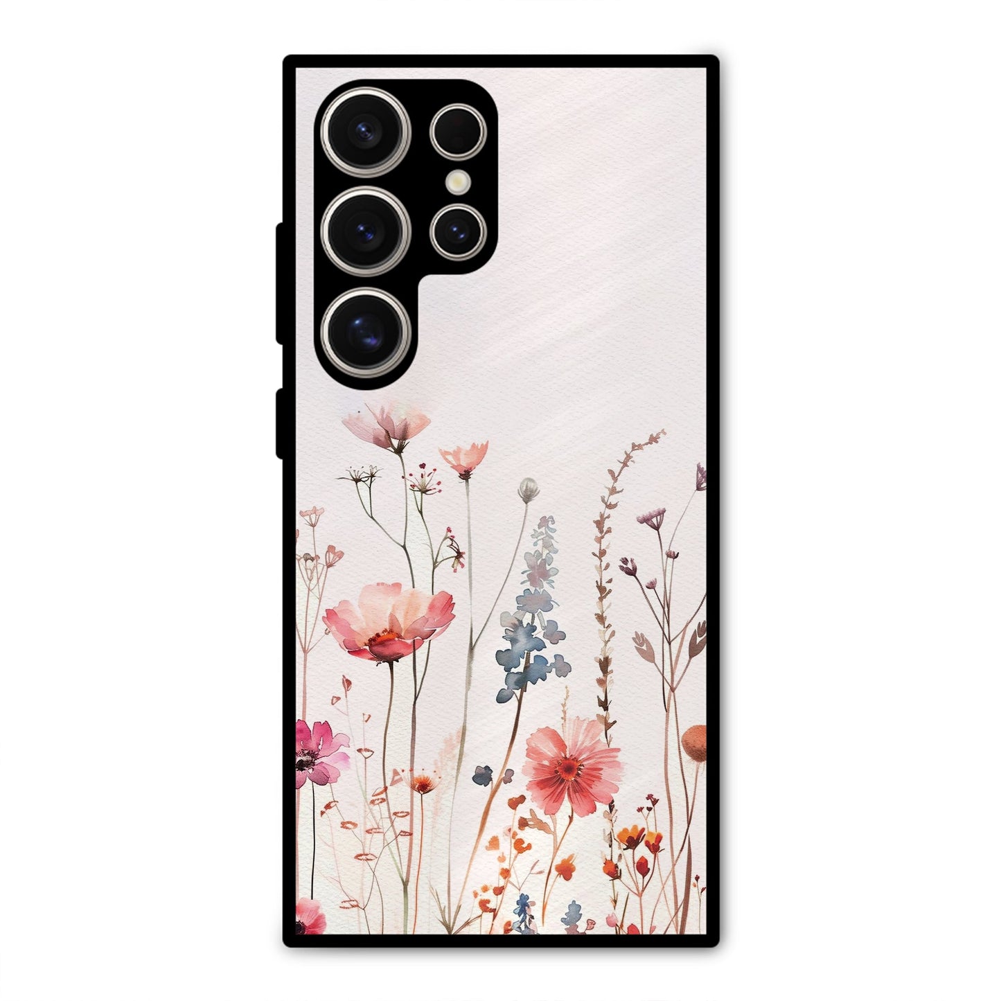 PINK PASTEL FLORAL PRINT AESTHETIC PREMIUM GLOSSY PHONECASE SAMSUNG S24 ULTRA