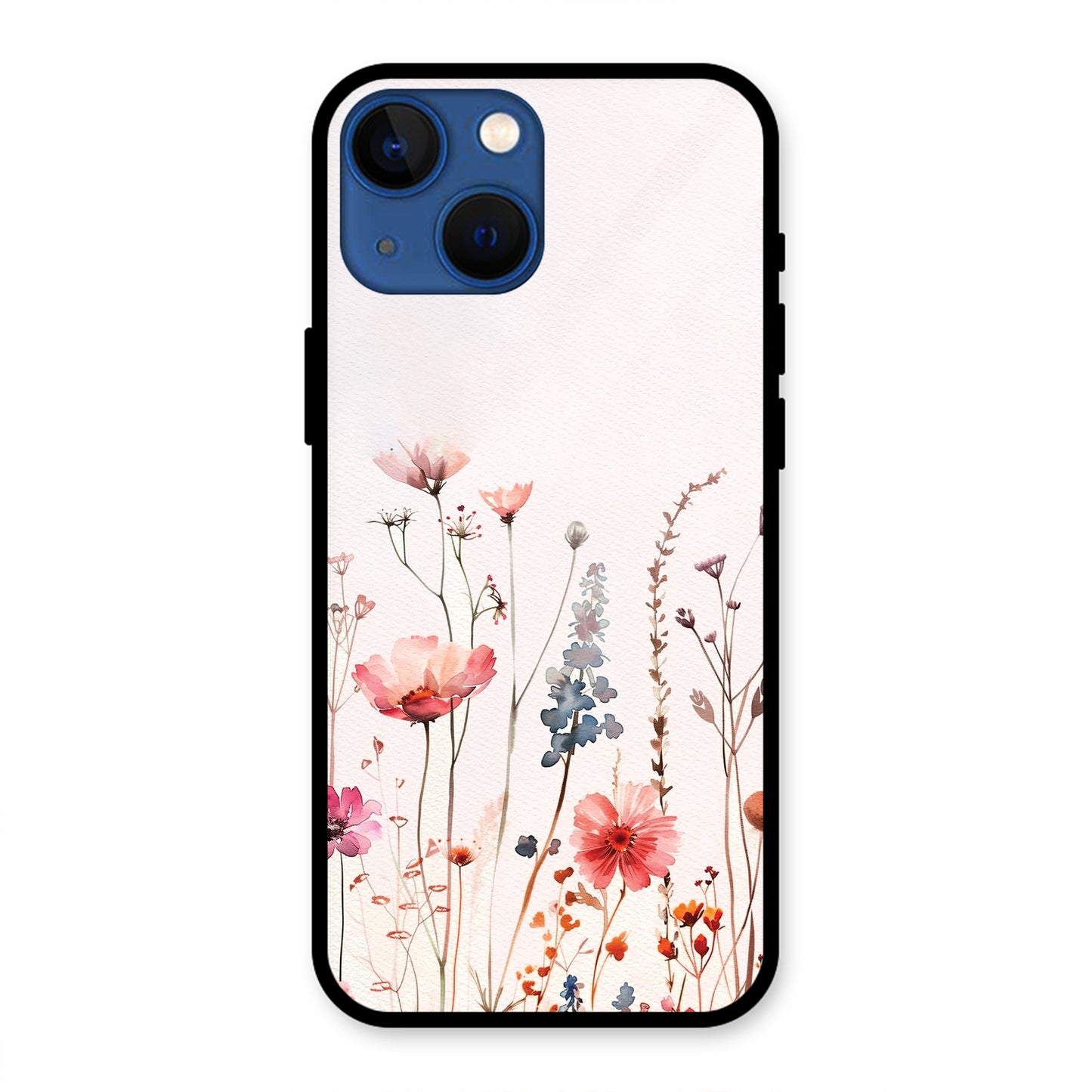 PINK PASTEL FLORAL NAME PRINT AESTHETIC PREMIUM GLOSSY PHONECASE FOR IPHONE 13 MINI