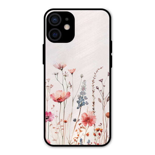 PINK PASTEL FLORAL NAME PRINT AESTHETIC PREMIUM GLOSSY PHONECASE FOR IPHONE 12 Mini