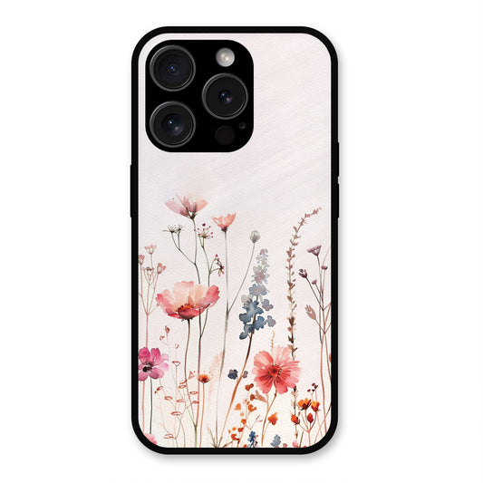 PINK PASTEL FLORAL NAME PRINT AESTHETIC NEW METAL COVER FOR IPHONE 15 PRO