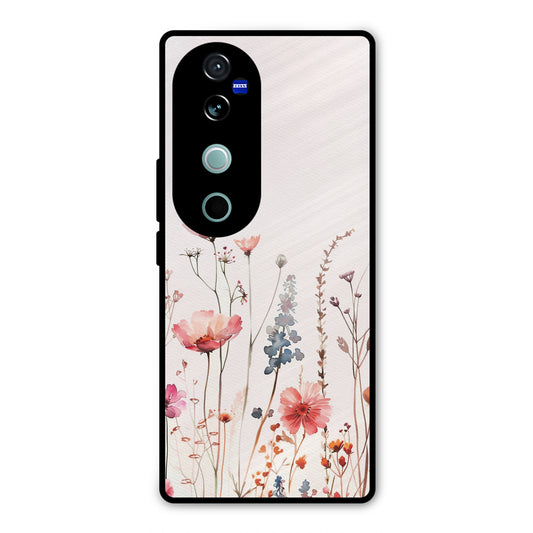 PINK PASTEL FLORAL NAME PRINT AESTHETIC  NEW METAL COVER FOR VIVO V40 PRO