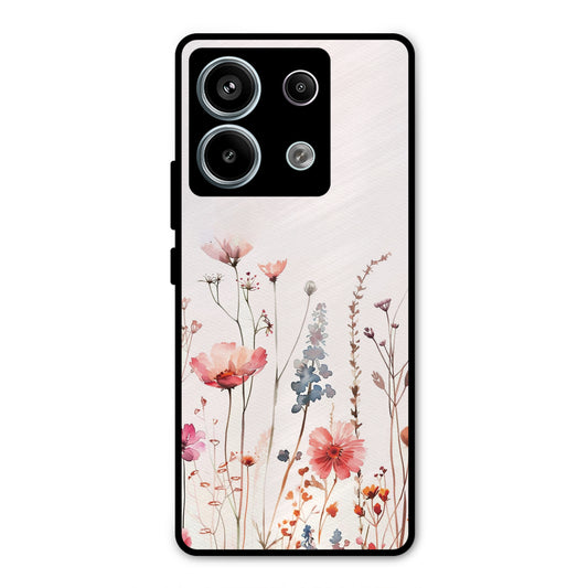 PINK PASTEL FLORAL NAME PRINT AESTHETIC NEW METAL COVER FOR REDMI NOTE 13 PRO