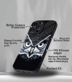 Black Trippy Owl Premium Phone Case - Image 3
