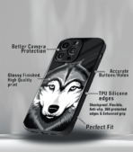 Grey Wolf Black Premium Phone Case - Image 3