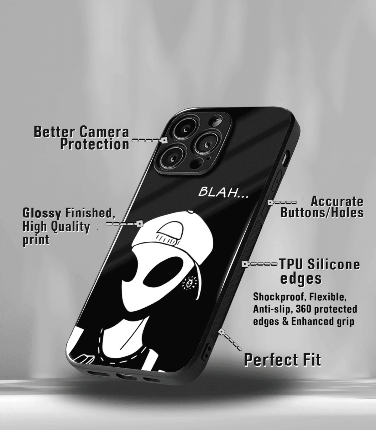 Blah Alien Black Trippy Premium Phone Case - Image 3