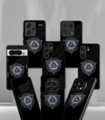 Illuminati eye grey logo Black Premium Phone Case - Image 2