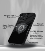 Illuminati eye grey logo Black Premium Phone Case - Image 3