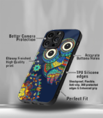 Illuminati owl Blue patternic Premium Phone Case - Image 3
