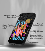 Out Of my Mind Black Floral Premium Phone Case - Image 3
