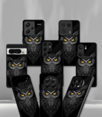 Trippy Owl Black Premium Phone Case - Image 2