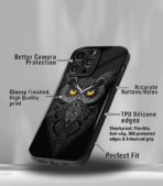 Trippy Owl Black Premium Phone Case - Image 3