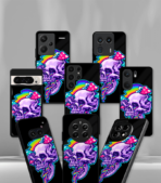 Trippy Skull in Back Yellow Premium Phone Case - Image 2