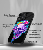 Trippy Skull in Back Yellow Premium Phone Case - Image 3