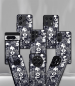 Girly skull Black and white Premium Phone Case - Image 2