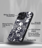 Girly skull Black and white Premium Phone Case - Image 3