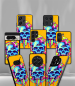 Trippy Orange Skull Premium Phone Case - Image 2