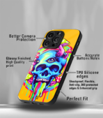 Trippy Orange Skull Premium Phone Case - Image 3