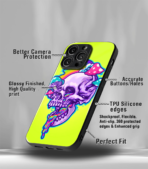 Trippy Skull Yellow Premium Phone Case - Image 3