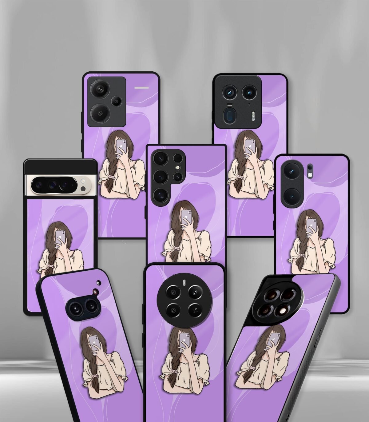 Lavender Girly selfie vector Premium Phone case - Image 2
