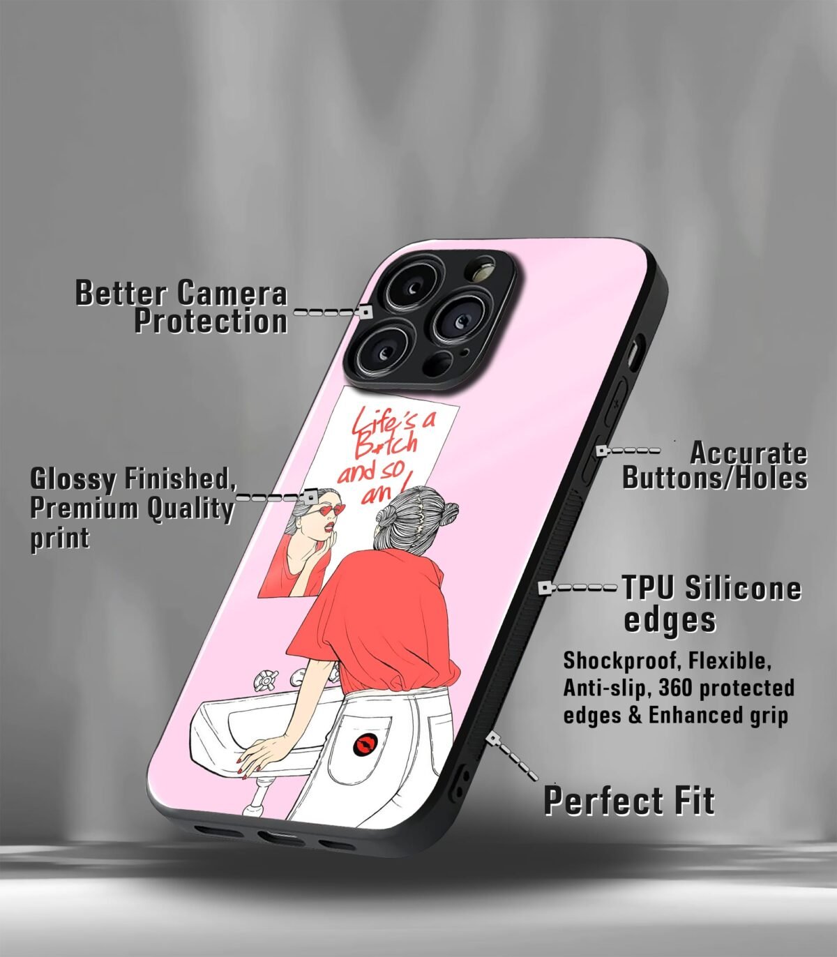 Pink Girly at Mirror Premium Phone case - Image 3