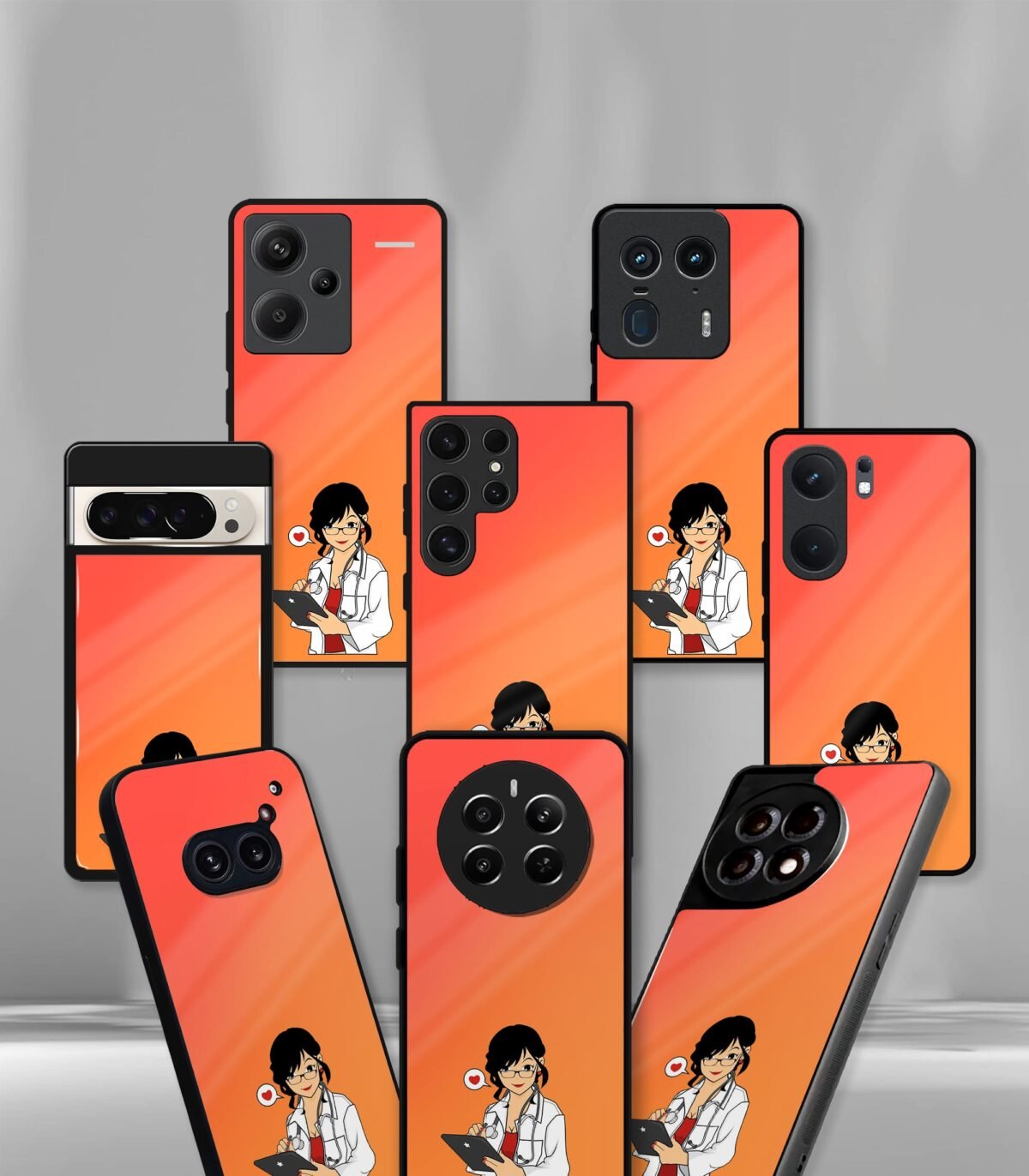 Orange medico Girly vector Premium Phone case - Image 2