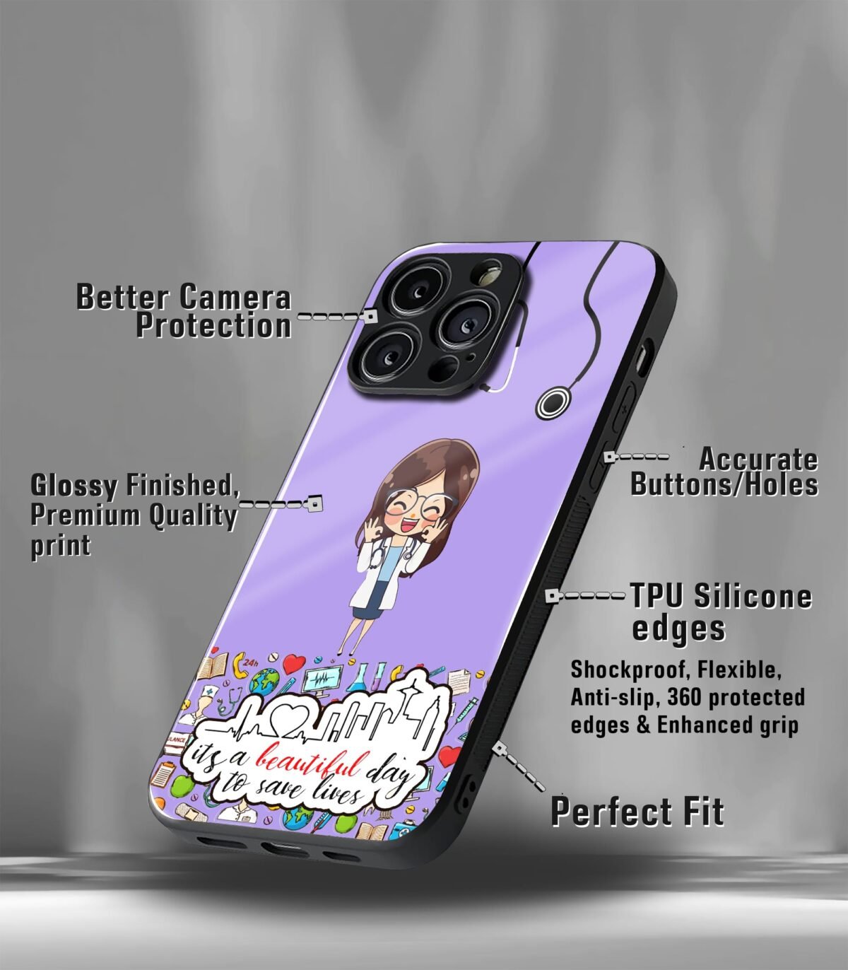 Lavender Medico Girl Doctor/ Nurse Premium Phone case - Image 3