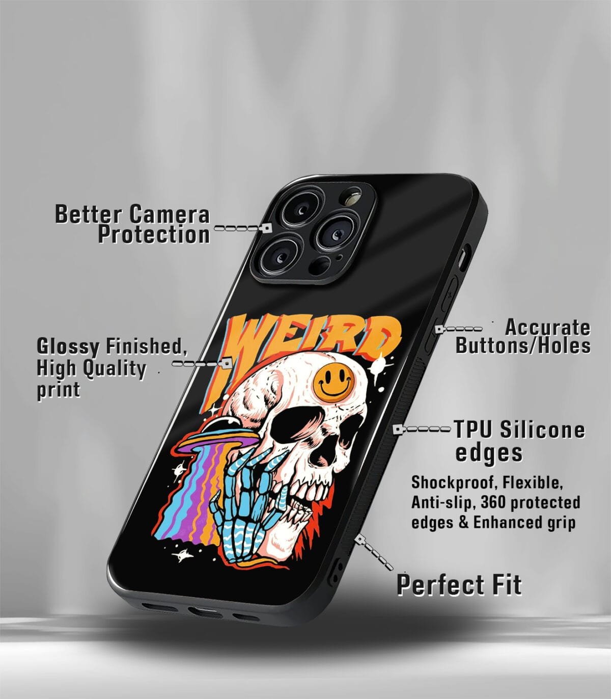 Weird Skull Premium Glossy PhoneCase - Image 3