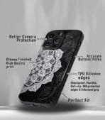 Black Mandala Art Premium Glossy PhoneCase - Image 3