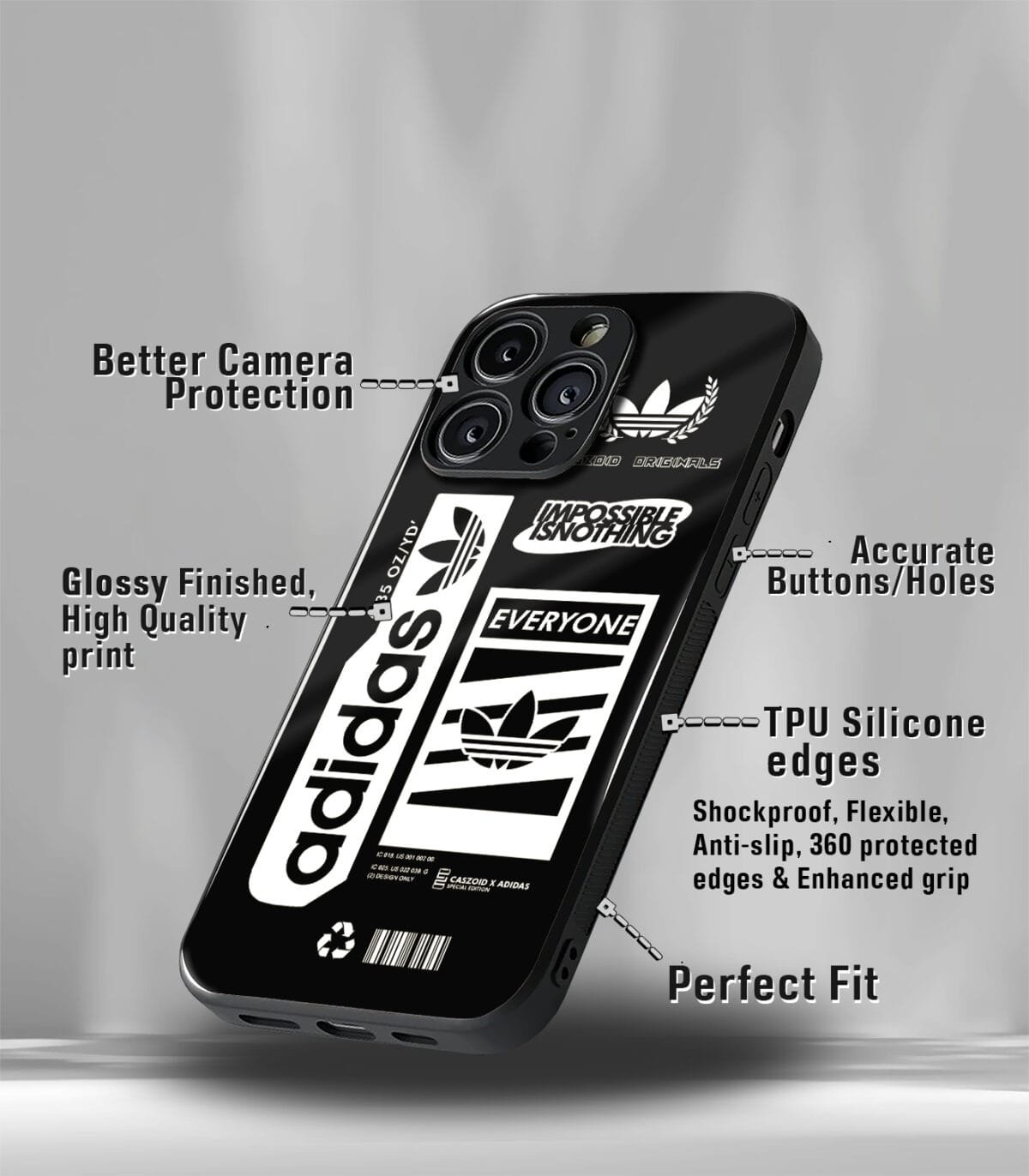 Black Cutouts Premium Glossy PhoneCase - Image 3