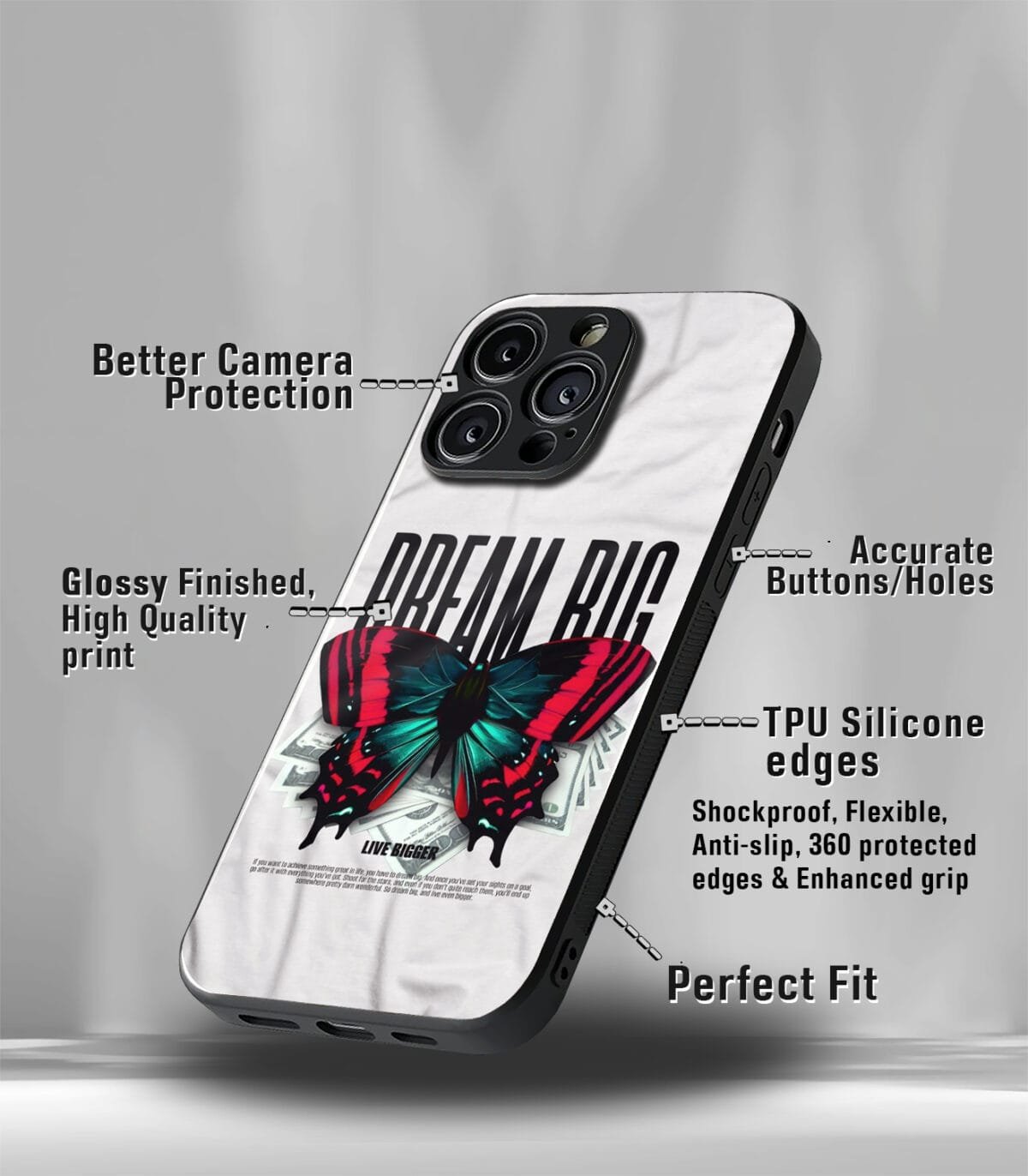 Dream Big Butterfly Premium Glossy PhoneCase - Image 3